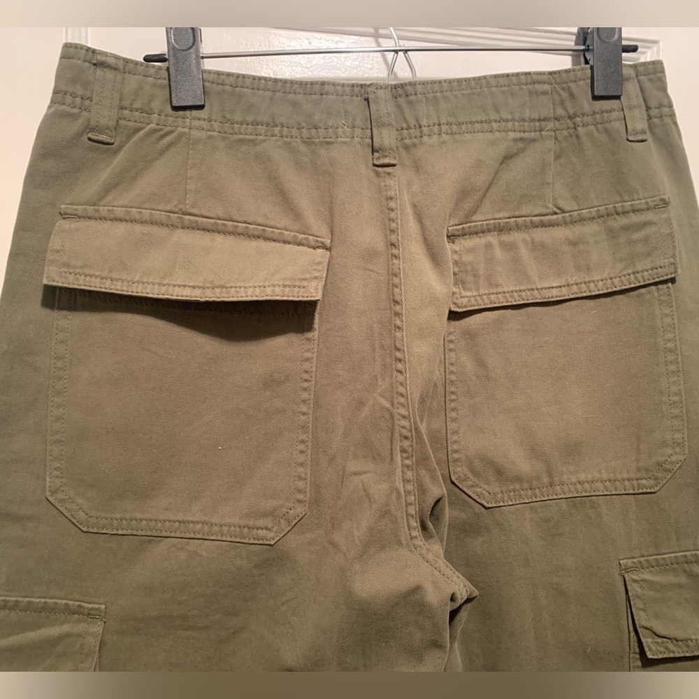 Zara High Rise Wide Leg Army Green Cargo Pants 8 - Picture 7 of 13